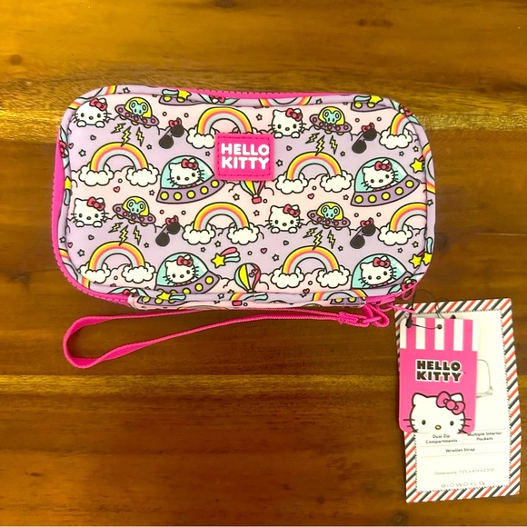 Hello Kitty Other - Hello Kitty Pink Cartoon Print Bag with Wrist Strap 🌈🛸🐭🐱
